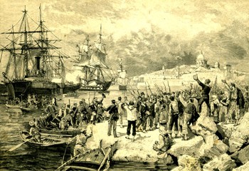 Raffigurazione dello sbarco di Garibaldi a Marsala